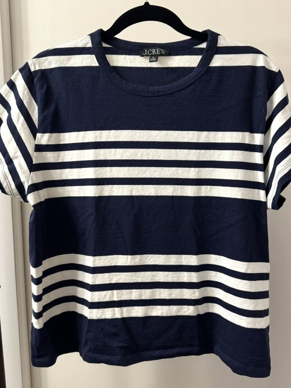 J. CREW Boyfriend Jersey Classic-fit T-shirt in Stripe - size XL